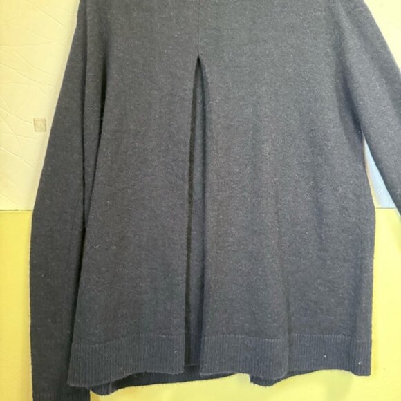 COS Alpaca Wool Back Pleat Cardigan Sweater Knit Button Cozy Minimalist Navy S - Picture 7 of 15